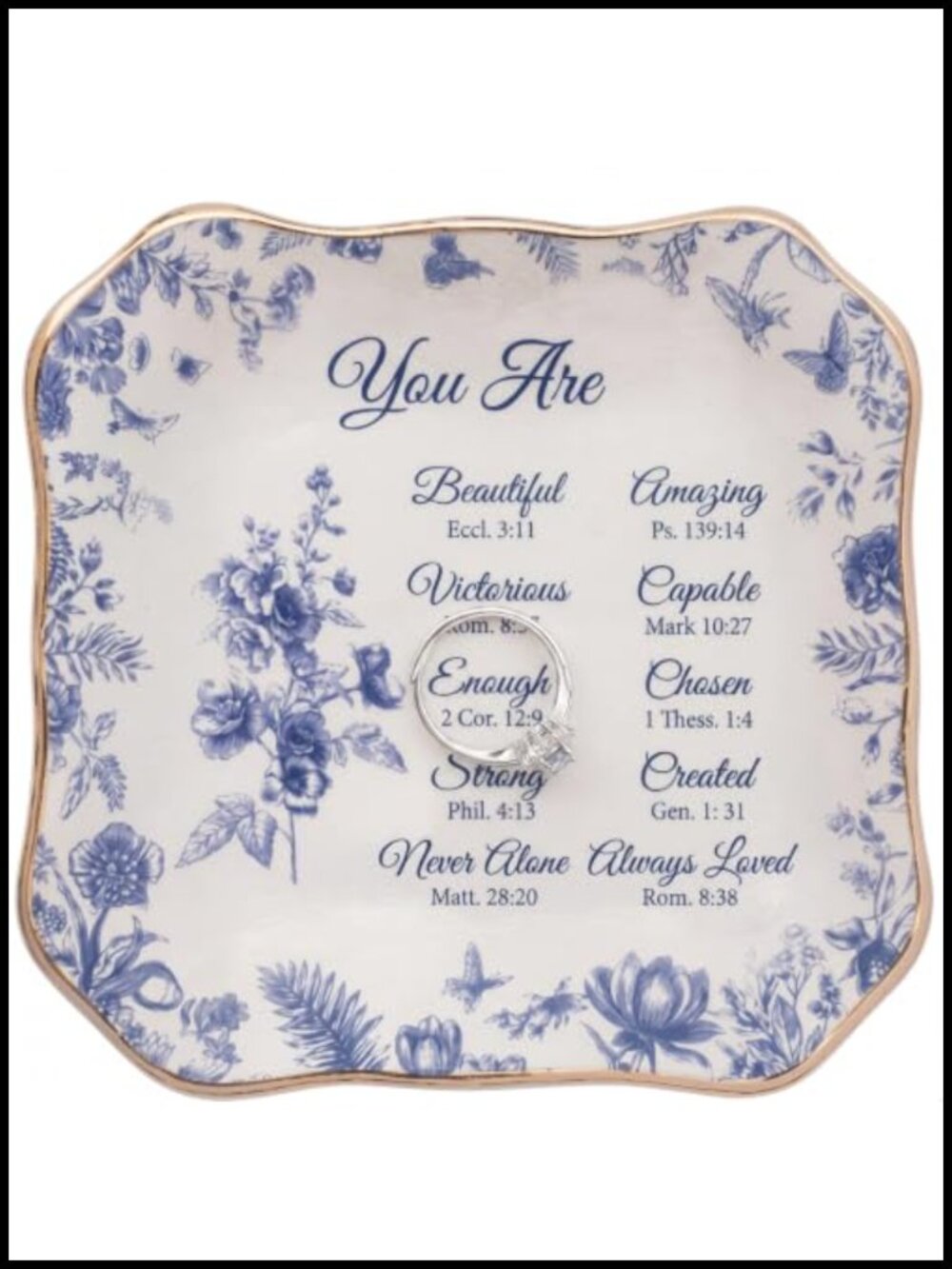 Ceramic Jewelry Tray Christian Trinket Dish Bible Verse Gift